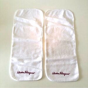 Salvatore Ferragamo Vintage Shoe Dust Bags White Foldover Flap Closure, Red Logo